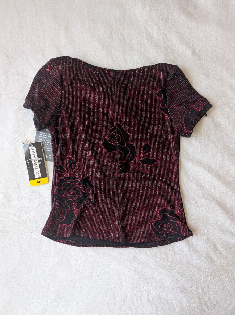 NWT deadstock bedazzled rose print top
